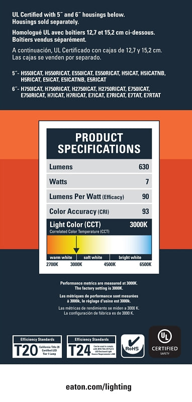 LIGHT RCSD RTFT WH 600L 5&6IN