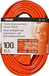 Woods 0827 Extension Cord, 14 AWG Cable, 100 ft L, 13 A, 125 V, Orange