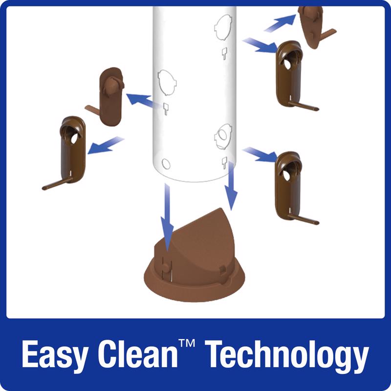 Nature's Way Funnel Flip-Top Wild Bird and Finch 6 lb Metal/Plastic Tube Bird Feeder 6 ports