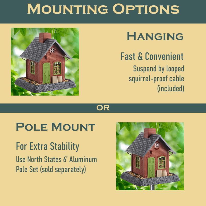 North States Village Wild Bird 5 lb Plastic Hopper Bird Feeder 4 ports, Pack of 2