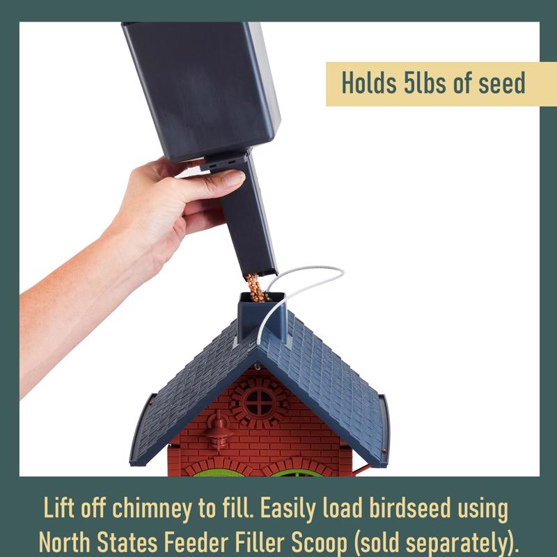 North States Village Wild Bird 5 lb Plastic Hopper Bird Feeder 4 ports, Pack of 2