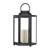 Alpine 14 in. Glass/Plastic Decorative Black Flameless Lantern, Pack of 2
