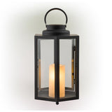 Alpine 14 in. Glass/Plastic Decorative Black Flameless Lantern, Pack of 2