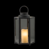Alpine 14 in. Glass/Plastic Decorative Black Flameless Lantern, Pack of 2