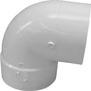 Canplas 414157BC Short Turn Pipe Elbow, 6 in, Spigot x Hub, 90 deg Angle, PVC, White