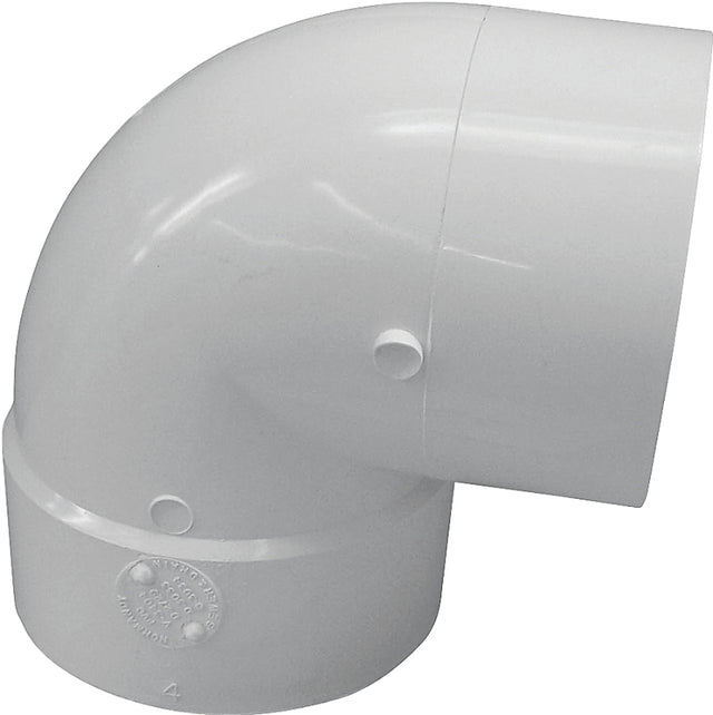 Canplas 414157BC Short Turn Pipe Elbow, 6 in, Spigot x Hub, 90 deg Angle, PVC, White