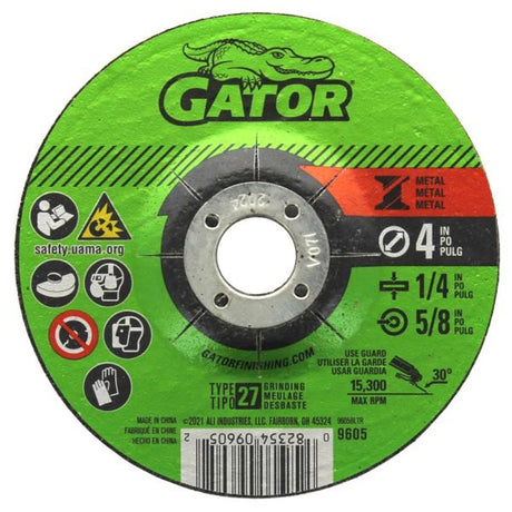 GatorBlade 9605 Cut-Off Wheel, 4 in Dia, 1/4 in Thick, 5/8 in Arbor, 24 Grit, Silicone Carbide Abrasive