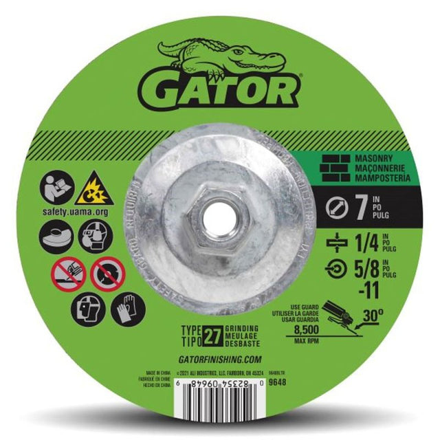 GatorBlade 9648 Cut-Off Wheel, 7 in Dia, 1/4 in Thick, 5/8-11 in Arbor, Silicone Carbide Abrasive