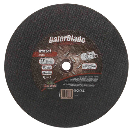 GatorBlade 9673 Cut-Off Wheel, 12 in Dia, 1/8 in Thick, 20 mm Arbor