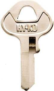 Hy-Ko 11010MH2 Key Blank, Brass, Nickel, For: Master Cabinet, House Locks and Padlocks, MH2 Key Number, Pack of 10