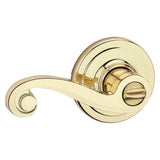 Kwikset Signature Series 730LL3CP Privacy Lever, Thumbturn Lock, Polished Brass, Zinc, Residential, Reversible Hand