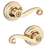 Kwikset Signature Series 730LL3CP Privacy Lever, Thumbturn Lock, Polished Brass, Zinc, Residential, Reversible Hand