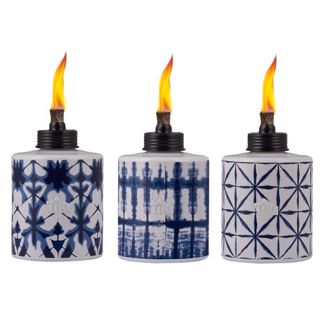 TIKI Blue/White Glass 5.75 in. Tiedye Tabletop Torch 1 pc, Pack of 6