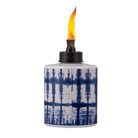 TIKI Blue/White Glass 5.75 in. Tiedye Tabletop Torch 1 pc, Pack of 6