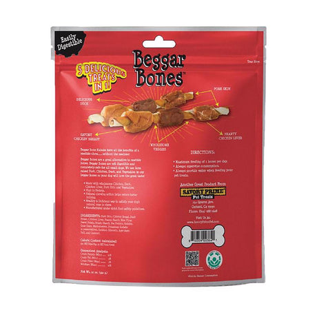 Savory Prime Beggar Bones 5-in-1 Kabobs Grain Free Treats For Dogs 12 oz 8 in. 18 pk