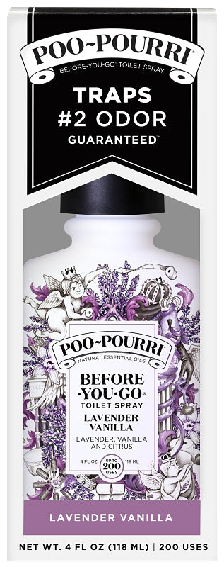 POO-POURRI Before-You-Go SET-4OZ-LV-V1 Toilet Spray, 4 oz Bottle, Lavender Vanilla