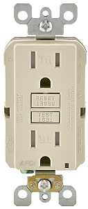 Leviton AFTR1-KT Receptacle, 2 -Pole, 15 A, 125 VAC, NEMA: 5-15R, Light Almond