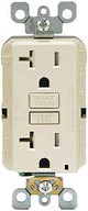 Leviton R96-GFTR2-0KT GFCI Duplex Receptacle, 2 -Pole, 20 A, 125 V, Back, Side Wiring, NEMA: 5-20R, Light Almond