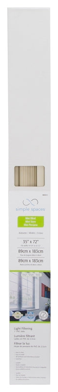 Simple Spaces PVCMB-19AA Blind, 72 in L, 35 in W, Vinyl, Alabaster, Pack of 4