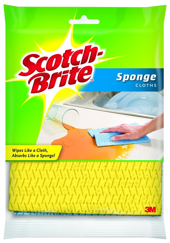 Scotch-Brite 9055 Sponge Cloth, 7.8 in L, 6.8 in W, Cellulose, Blue