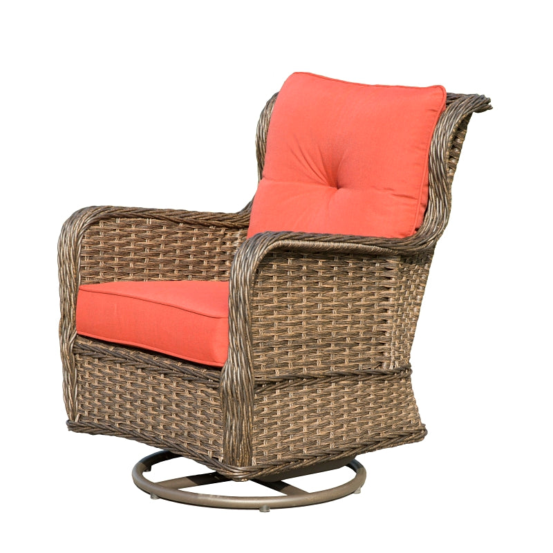 Seasonal Trends MS21001-1 Woodbury Deep Seating Set, Aluminum and All Weather Wicker, Orange/Red, Four-Piece