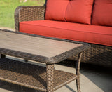 Seasonal Trends MS21001-1 Woodbury Deep Seating Set, Aluminum and All Weather Wicker, Orange/Red, Four-Piece