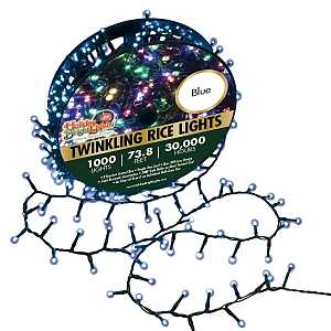 Holiday Bright Lights LED-3MR1000-GBL Straight Rice Light Set, 1000-Lamp, LED Lamp, Blue Light, 74 ft L