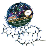 Holiday Bright Lights LED-3MR1000-GBL Straight Rice Light Set, 1000-Lamp, LED Lamp, Blue Light, 74 ft L