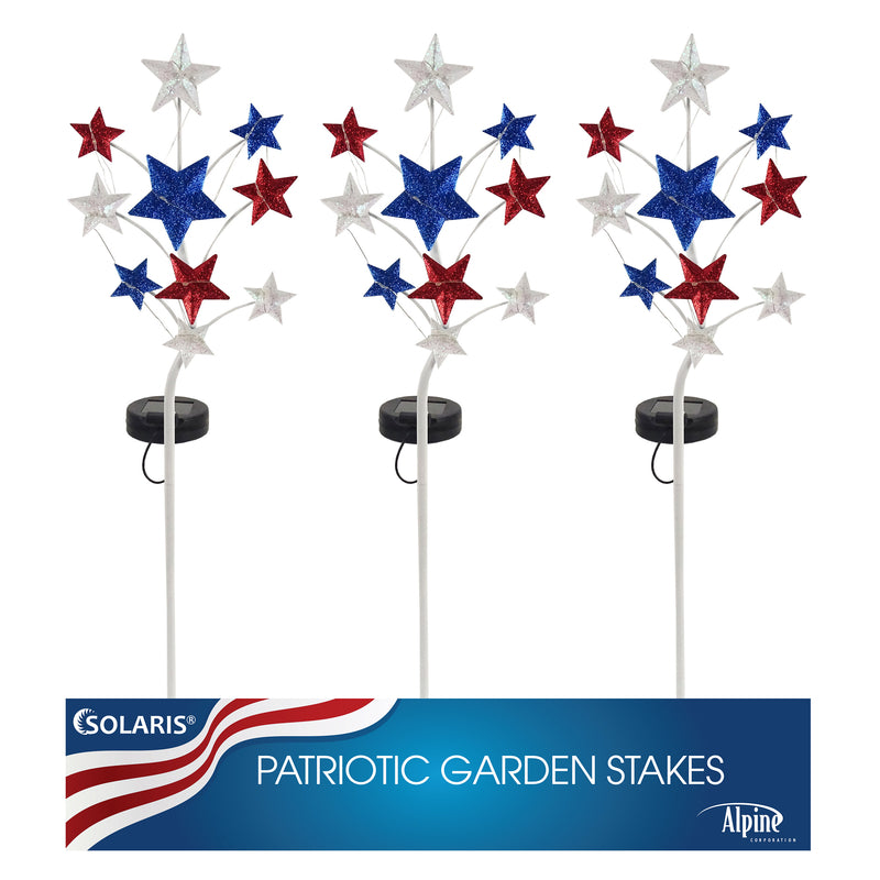 Alpine Multicolored Metal 24 in. H Star Solar Garden Stake, Pack of 6