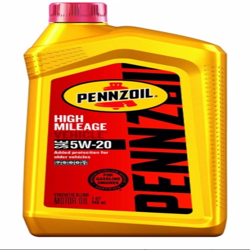 Pennzoil High Mileage 5W-20 Gasoline Synthetic Blend Motor Oil 1 qt 1 pk, Pack of 6