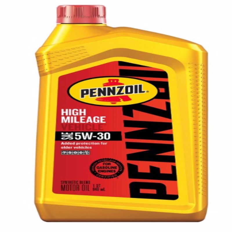 Pennzoil High Mileage Vehicle 5W-30 Synthetic Blend Motor Oil 1 qt 1 pk, Pack of 6