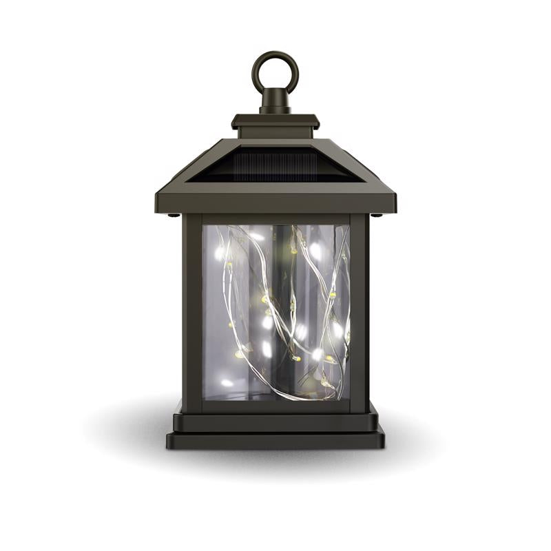 Feit Solar Fixtures 7 in. Solar Power Metal Square Bronze Hanging Pathway Light, Pack of 3