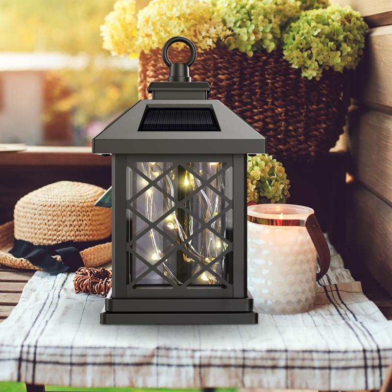 Feit Solar Fixtures 7 in. Solar Power Metal Square Bronze Hanging Pathway Light, Pack of 3