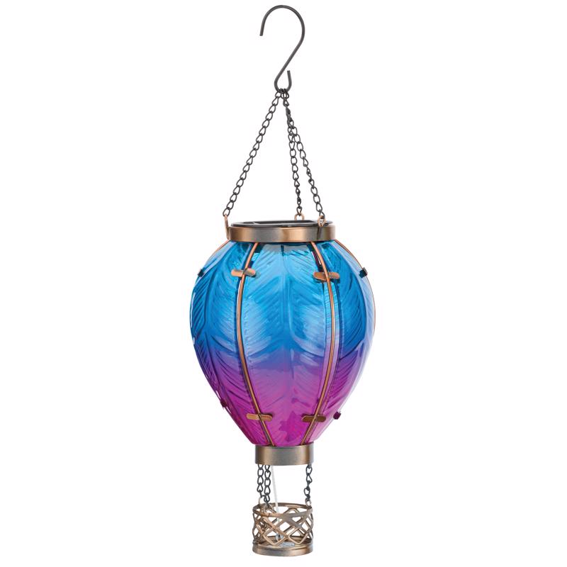 Regal Art & Gift Blue/Pink Glass/Metal 15 in. H Hot Air Balloon Lantern, Pack of 4