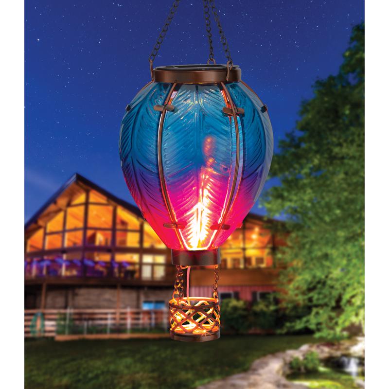 Regal Art & Gift Blue/Pink Glass/Metal 15 in. H Hot Air Balloon Lantern, Pack of 4