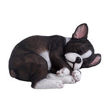 Exhart Resin Black/White French Bulldog Laying Garden Statue, Pack of 6