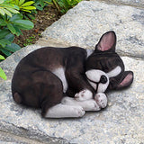 Exhart Resin Black/White French Bulldog Laying Garden Statue, Pack of 6