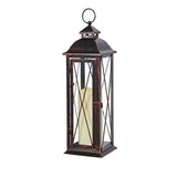 Smart Living 16 in. Glass/Metal Siena Bronze LED Candle Lantern, Pack of 2