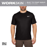 Milwaukee Workskin XXL Short Sleeve Men's Crew Neck Black Lightweight Performance Tee Shirt
