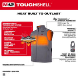 Milwaukee M12 M Sleeveless Unisex Full-Zip Heated Vest (Vest Only) Gray