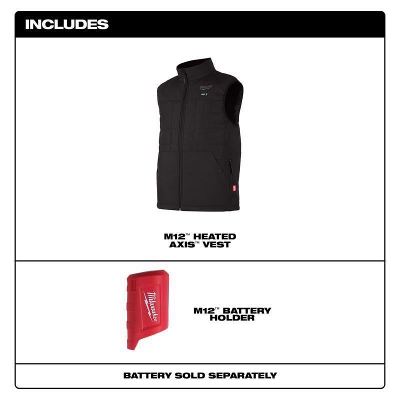 Milwaukee M12 S Sleeveless Unisex Full-Zip Heated Vest (Vest Only) Black