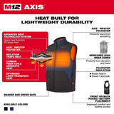 Milwaukee M12 S Sleeveless Unisex Full-Zip Heated Vest (Vest Only) Black