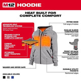 Milwaukee M12 S Long Sleeve Women's Heated Hoodie Kit Gray