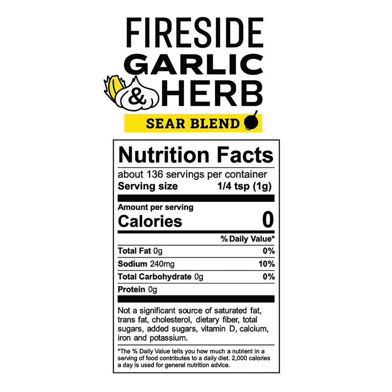 Lodge Fireside Garlic and Herb Sear Blend BBQ Seasoning 4.8 oz
