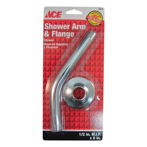 Ace Chrome Brass 8 in. Shower Arm and Flange