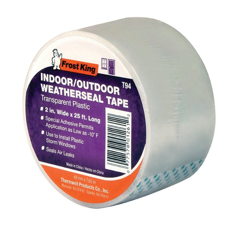 Frost King T94H Weatherseal Tape, 2 in W, 25 ft L, Plastic, Clear
