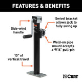 CURT 2000 lb For Trailer Jack