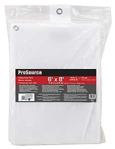 ProSource TW0608 Tarp, 8 ft L, 6 ft W, 10 mil Thick, Plastic, White