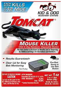 Tomcat 0370610 Disposable Mouse Bait Station, 2 oz Bait, 1 -Opening, Plastic, Black/Clear