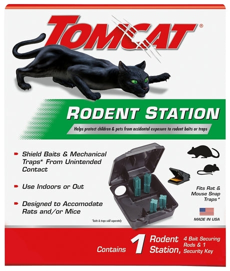 Tomcat 0363410 Rodent Station, 9.88 in L, 8.5 in W, 4-1/2 in H, Plastic, Black